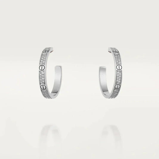 [ECHO ]LOVE DIAMOND SILVER HOOP EARRINGS