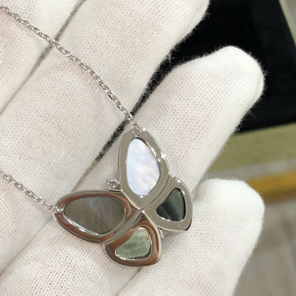 [ECHO ]LARGE BUTTERFLY SILVER PENDANT DIAMOND NECKLACE