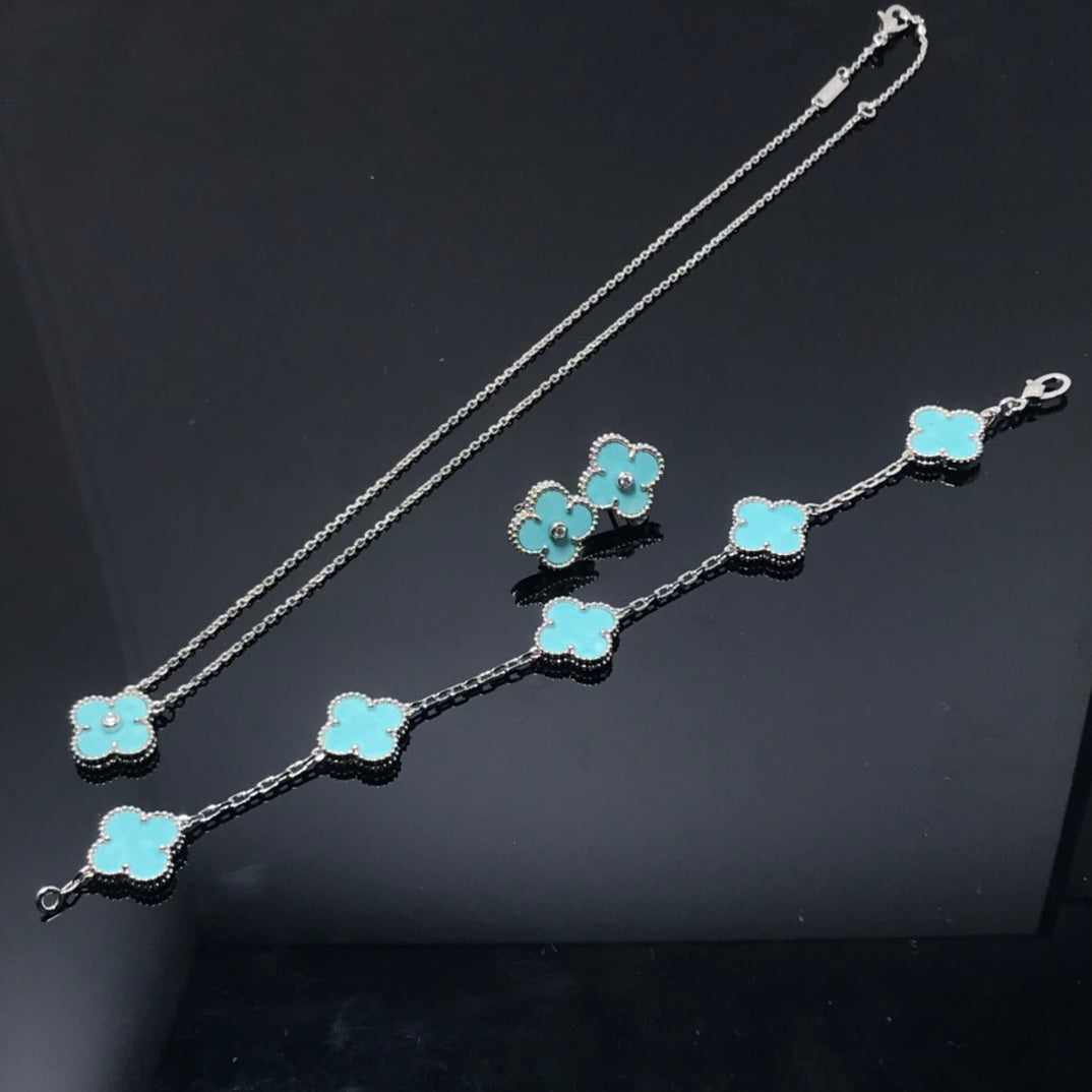 [ECHO ]CLOVER 1 DIAMOND BLUE SKY SILVER EARRINGS