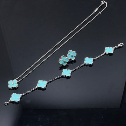 [ECHO ]CLOVER 1 DIAMOND BLUE SKY SILVER EARRINGS