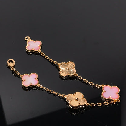 [ECHO ]CLOVER BRACELET 5 MOTIF PINK AND PINK GOLD