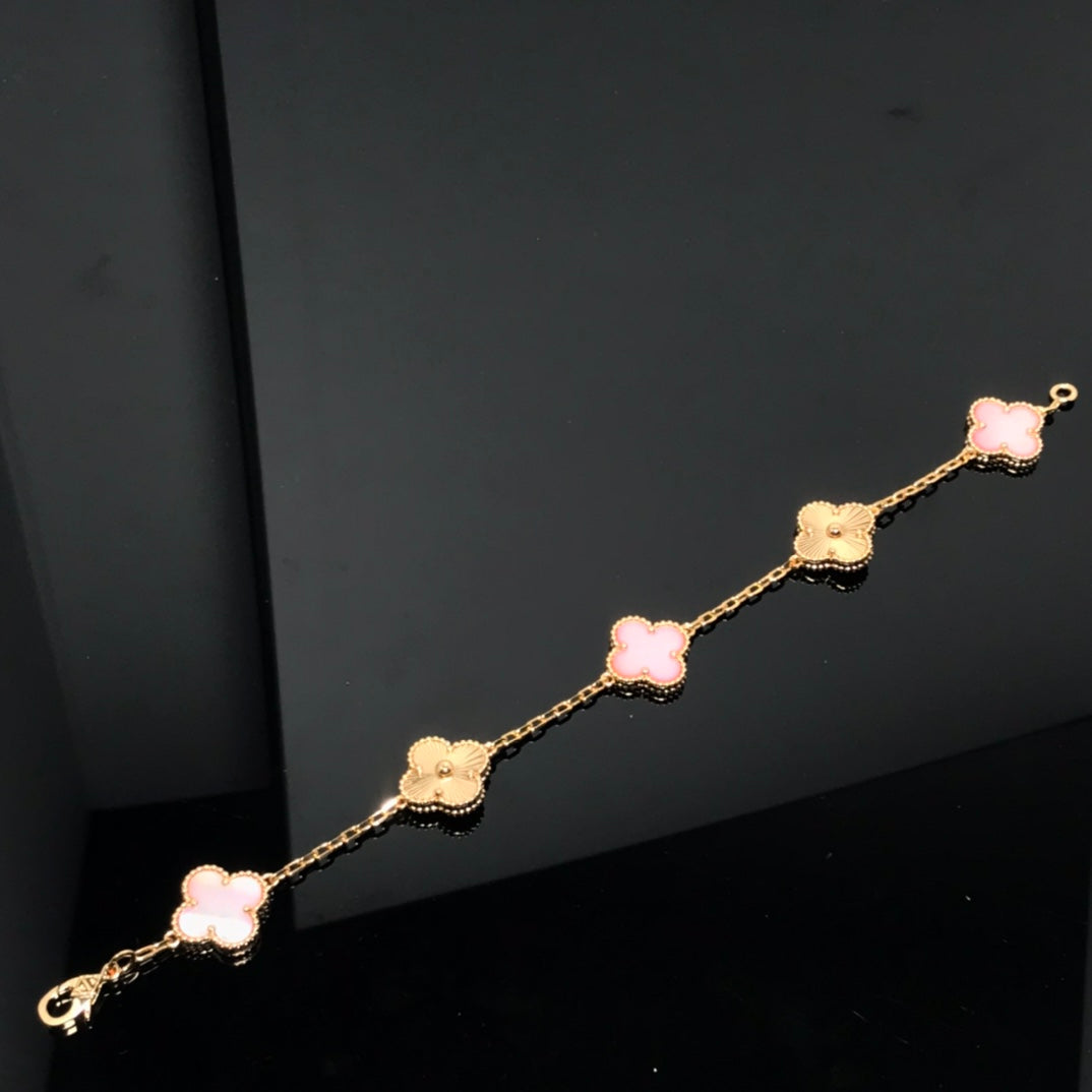 [ECHO ]CLOVER BRACELET 5 MOTIF PINK AND PINK GOLD