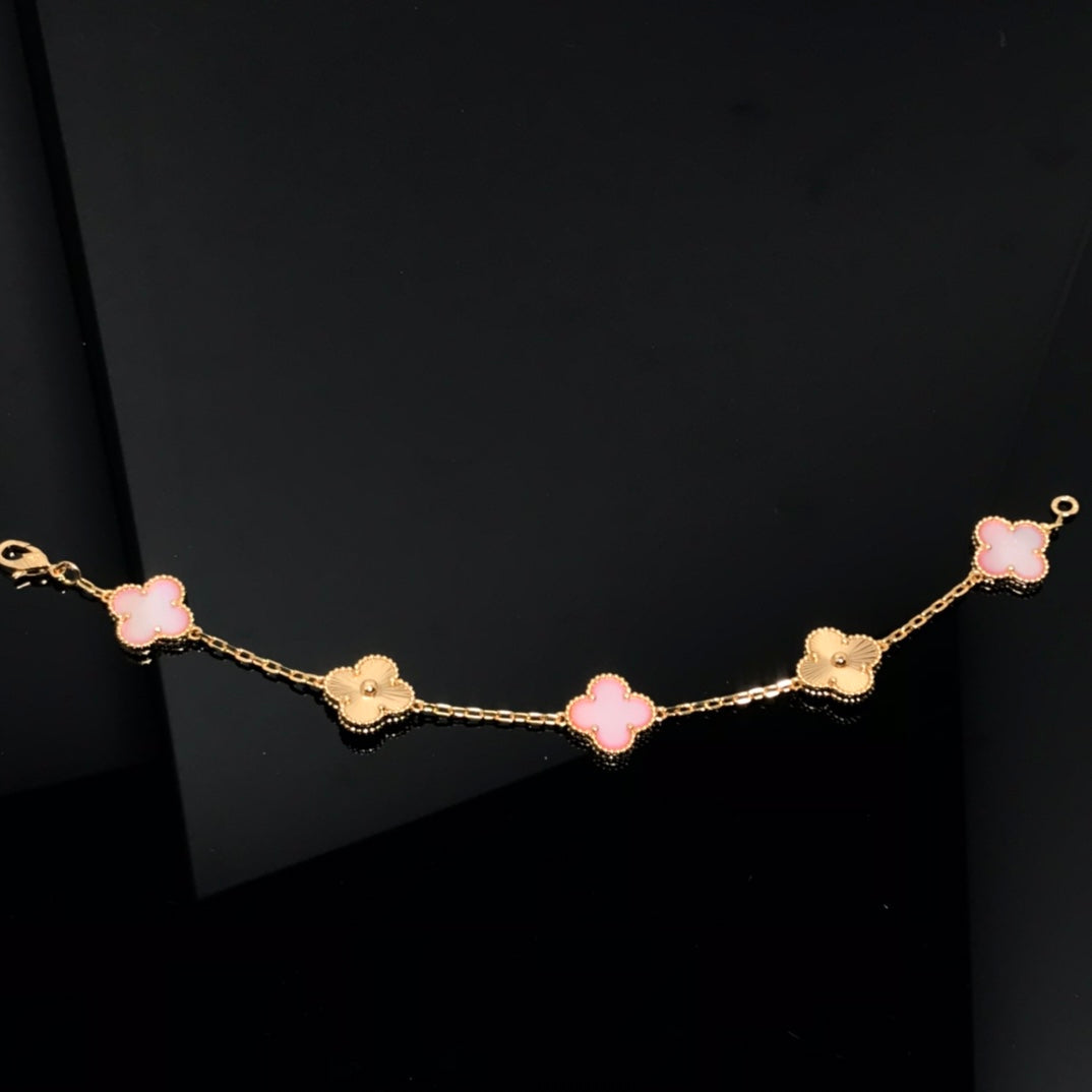 [ECHO ]CLOVER BRACELET 5 MOTIF PINK AND PINK GOLD