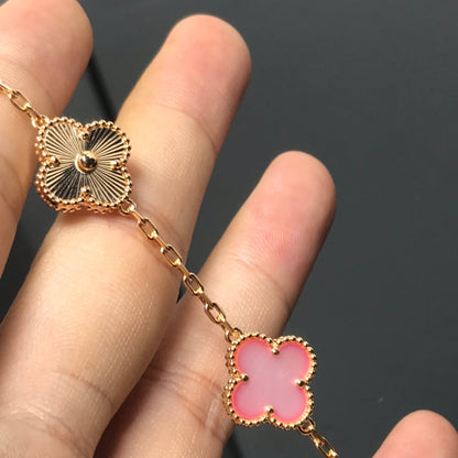 [ECHO ]CLOVER BRACELET 5 MOTIF PINK AND PINK GOLD