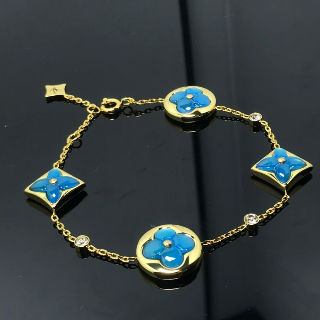 [ECHO ]STAR AND SUN 4 MOTIF BLUE BRACELET