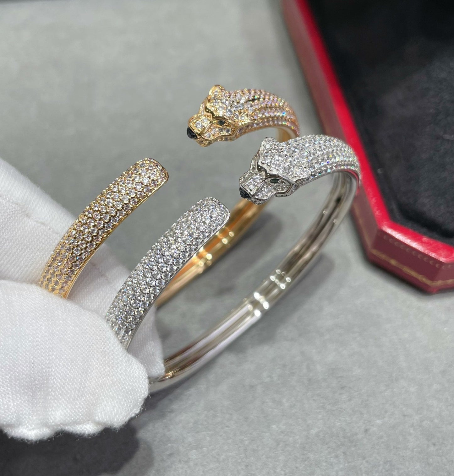[ECHO ]PANTHERE FULL DIAMOND OPEN BRACELET