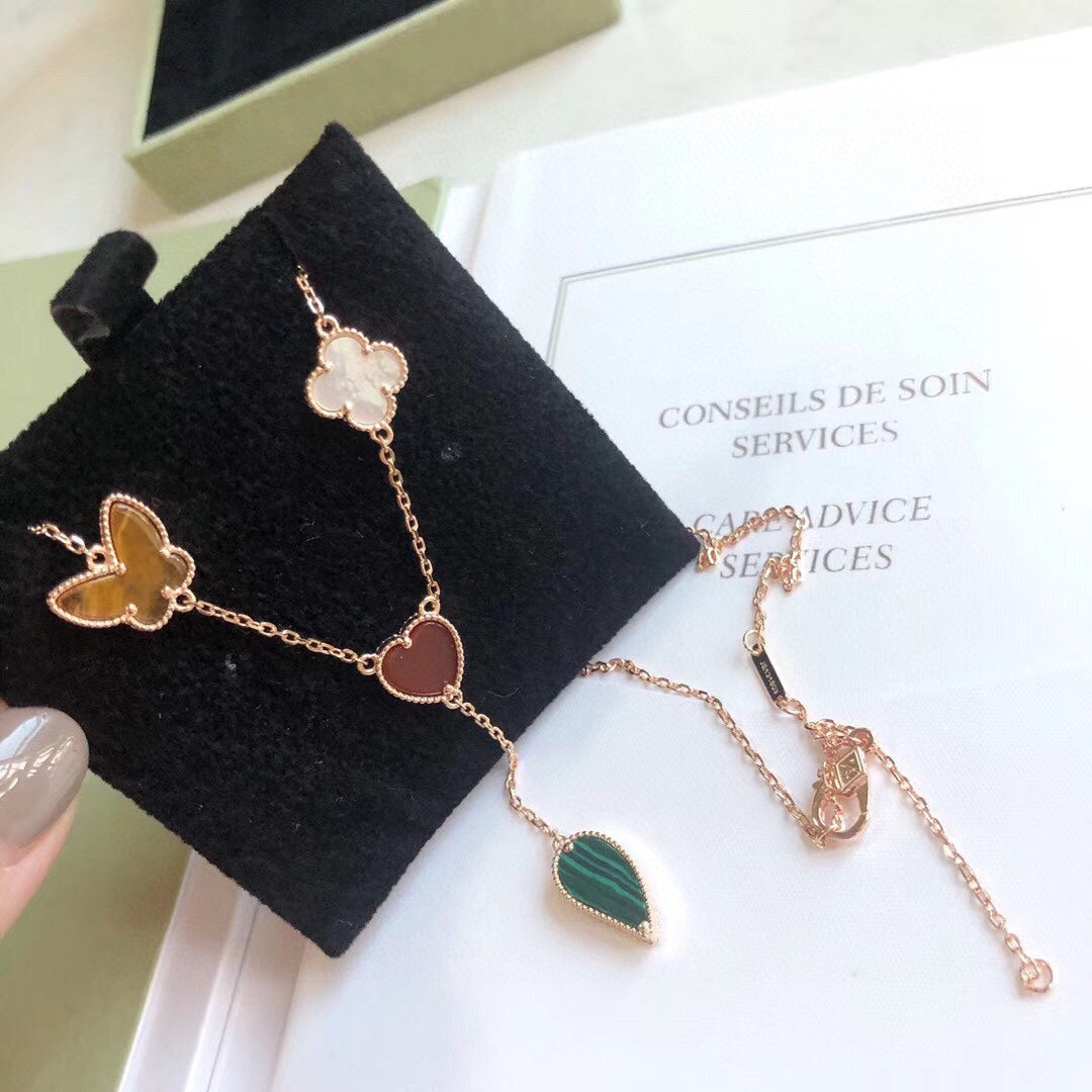 [ECHO ]LUCKY SPRING 4 MOTIFS ROSE GOLD NECKLACE