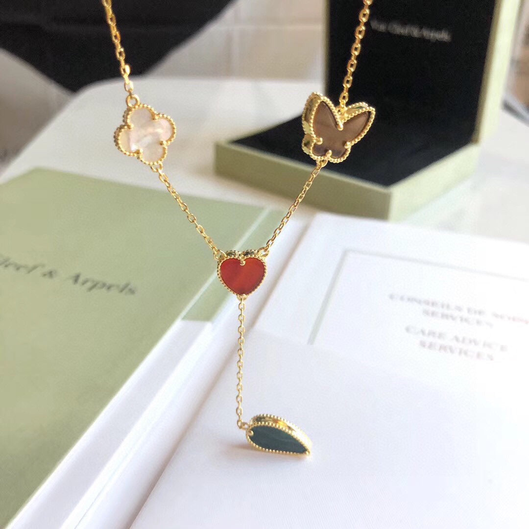 [ECHO ]LUCKY SPRING 4 MOTIFS ROSE GOLD NECKLACE