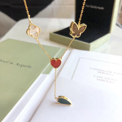 [ECHO ]LUCKY SPRING 4 MOTIFS ROSE GOLD NECKLACE