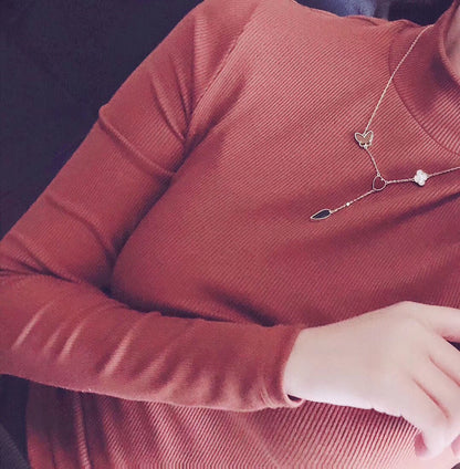 [ECHO ]LUCKY SPRING 4 MOTIFS ROSE GOLD NECKLACE