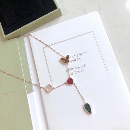 [ECHO ]LUCKY SPRING 4 MOTIFS ROSE GOLD NECKLACE