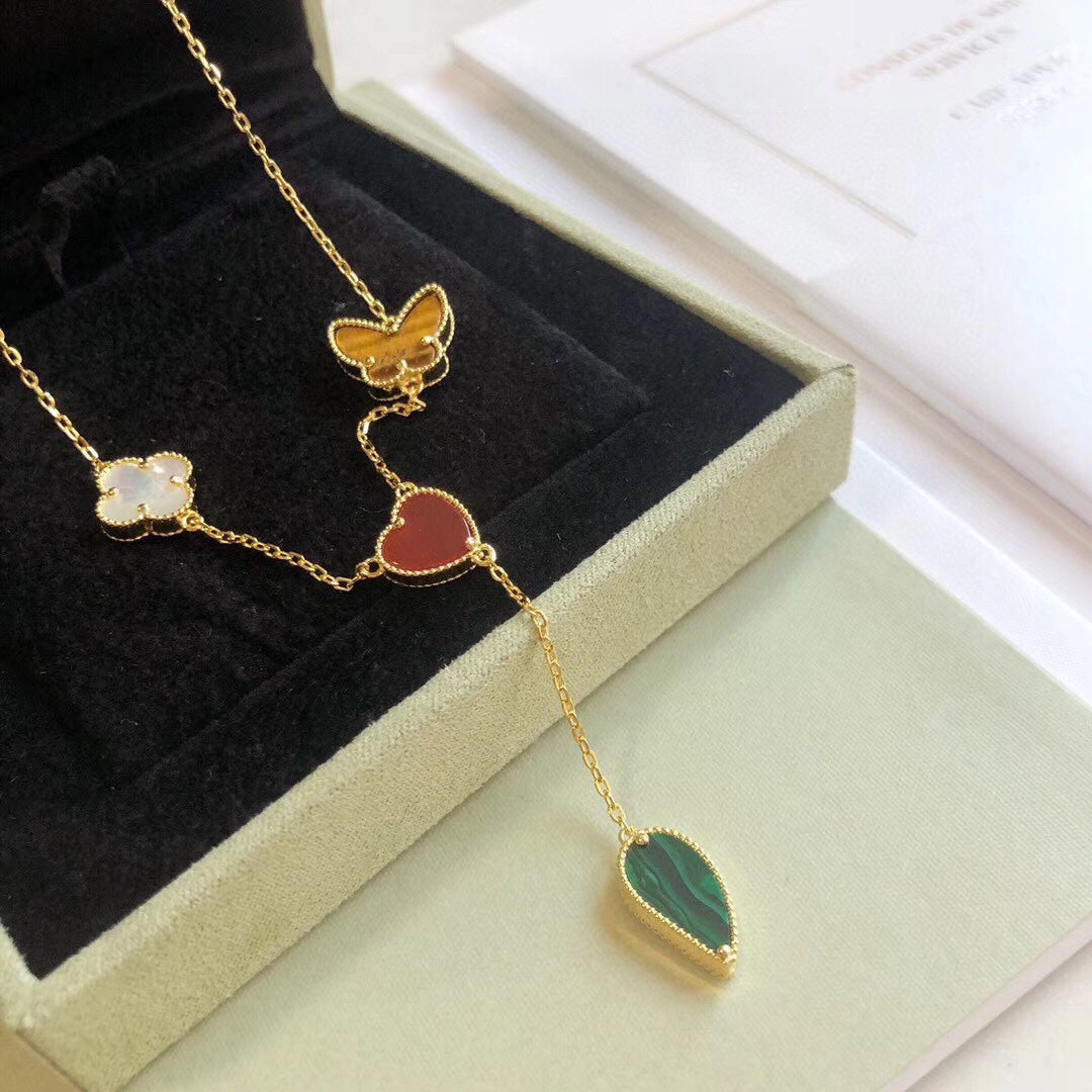 [ECHO ]LUCKY SPRING 4 MOTIFS ROSE GOLD NECKLACE