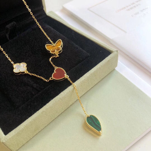 [ECHO ]LUCKY SPRING 4 MOTIFS ROSE GOLD NECKLACE