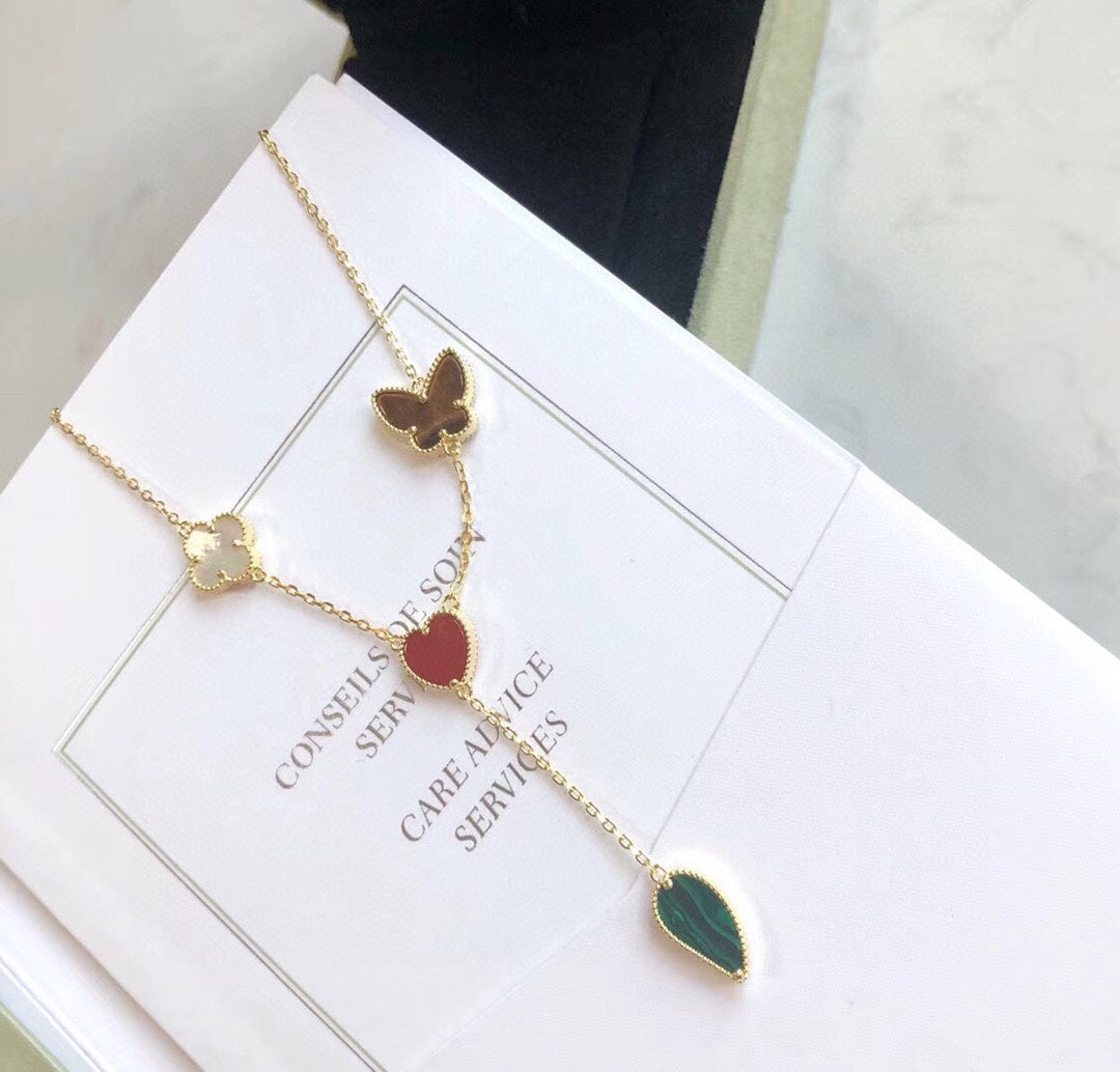 [ECHO ]LUCKY SPRING 4 MOTIFS ROSE GOLD NECKLACE