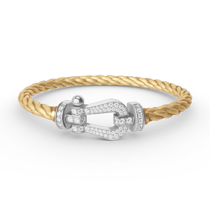 [ECHO ]FORCE LARGE HORSESHOE FULL DIAMOND BRACELET SILVER
