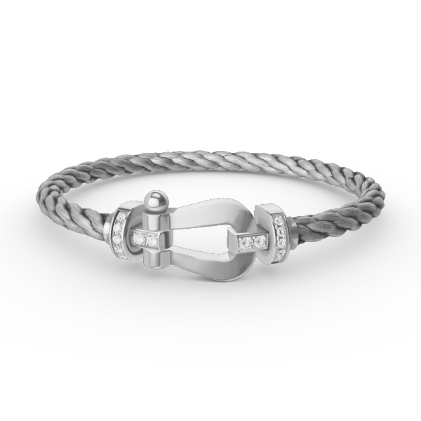 [ECHO ]FORCE LARGE HORSESHOE HALF DIAMOND BRACELET SILVER