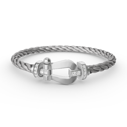 [ECHO ]FORCE LARGE HORSESHOE HALF DIAMOND BRACELET SILVER