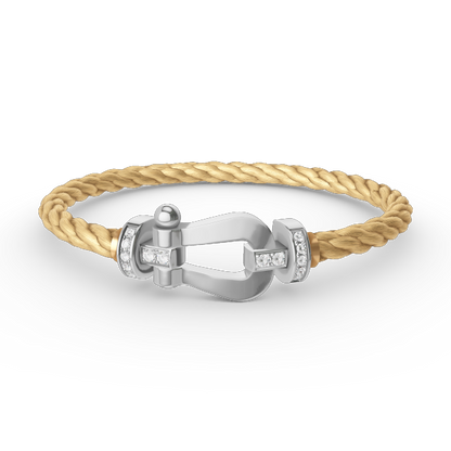 [ECHO ]FORCE LARGE HORSESHOE HALF DIAMOND BRACELET SILVER