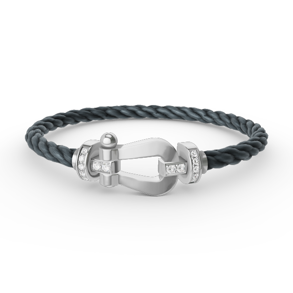 [ECHO ]FORCE LARGE HORSESHOE HALF DIAMOND BRACELET SILVER