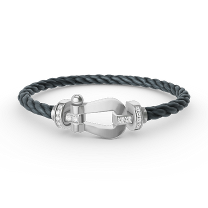 [ECHO ]FORCE LARGE HORSESHOE HALF DIAMOND BRACELET SILVER