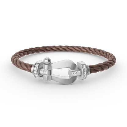 [ECHO ]FORCE LARGE HORSESHOE HALF DIAMOND BRACELET SILVER