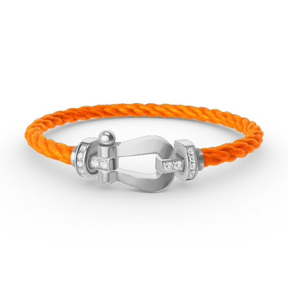[ECHO ]FORCE LARGE HORSESHOE HALF DIAMOND BRACELET SILVER