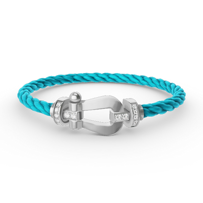 [ECHO ]FORCE LARGE HORSESHOE HALF DIAMOND BRACELET SILVER