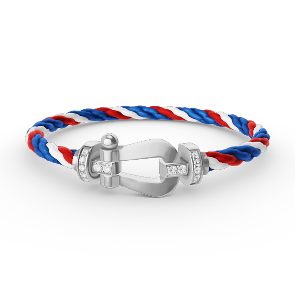 [ECHO ]FORCE LARGE HORSESHOE HALF DIAMOND BRACELET SILVER