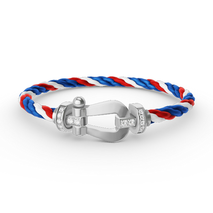 [ECHO ]FORCE LARGE HORSESHOE HALF DIAMOND BRACELET SILVER