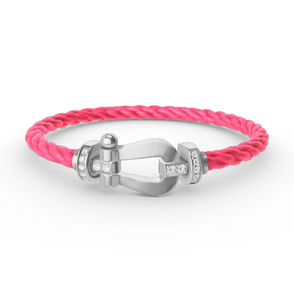 [ECHO ]FORCE LARGE HORSESHOE HALF DIAMOND BRACELET SILVER