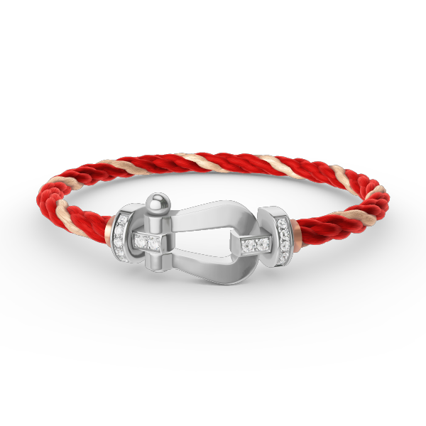 [ECHO ]FORCE LARGE HORSESHOE HALF DIAMOND BRACELET SILVER