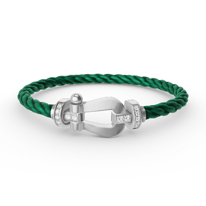 [ECHO ]FORCE LARGE HORSESHOE HALF DIAMOND BRACELET SILVER