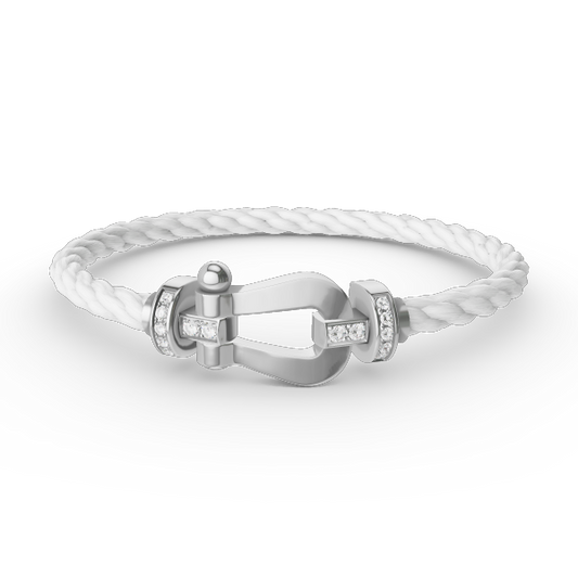 [ECHO ]FORCE LARGE HORSESHOE HALF DIAMOND BRACELET SILVER
