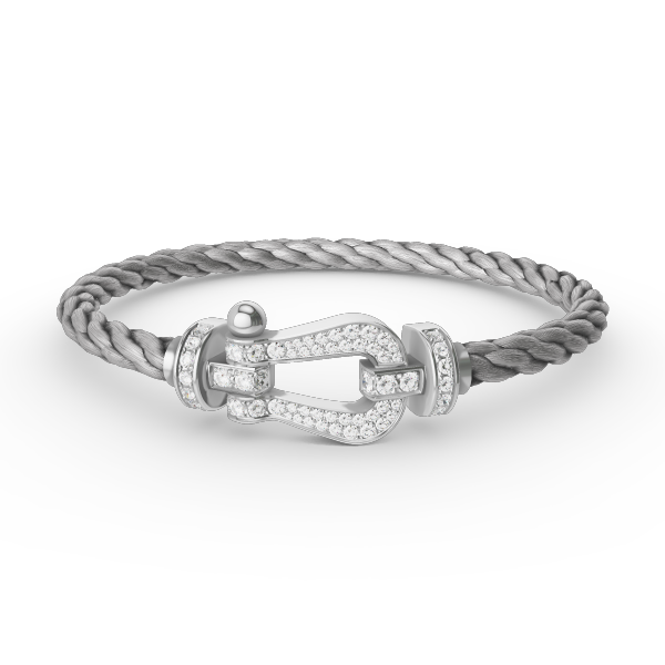 [ECHO ]FORCE LARGE HORSESHOE FULL DIAMOND BRACELET SILVER