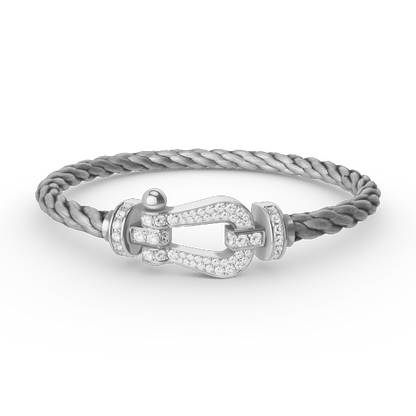 [ECHO ]FORCE LARGE HORSESHOE FULL DIAMOND BRACELET SILVER