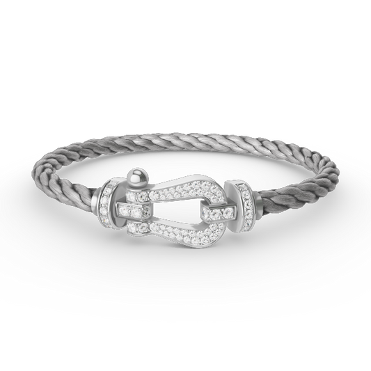 [ECHO ]FORCE LARGE HORSESHOE FULL DIAMOND BRACELET SILVER
