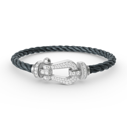 [ECHO ]FORCE LARGE HORSESHOE FULL DIAMOND BRACELET SILVER