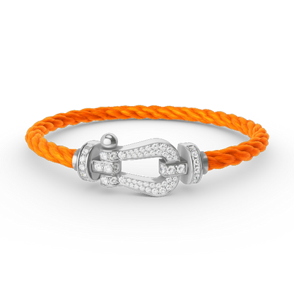 [ECHO ]FORCE LARGE HORSESHOE FULL DIAMOND BRACELET SILVER