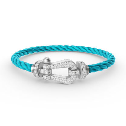 [ECHO ]FORCE LARGE HORSESHOE FULL DIAMOND BRACELET SILVER