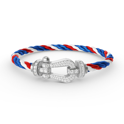 [ECHO ]FORCE LARGE HORSESHOE FULL DIAMOND BRACELET SILVER