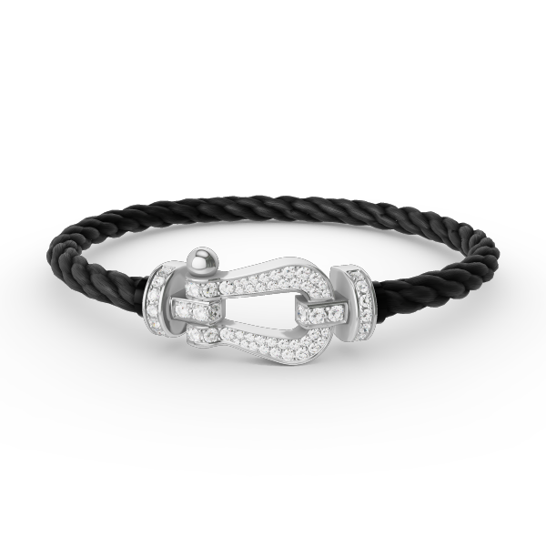 [ECHO ]FORCE LARGE HORSESHOE FULL DIAMOND BRACELET SILVER