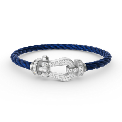 [ECHO ]FORCE LARGE HORSESHOE FULL DIAMOND BRACELET SILVER