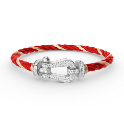 [ECHO ]FORCE LARGE HORSESHOE FULL DIAMOND BRACELET SILVER
