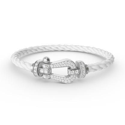 [ECHO ]FORCE LARGE HORSESHOE FULL DIAMOND BRACELET SILVER