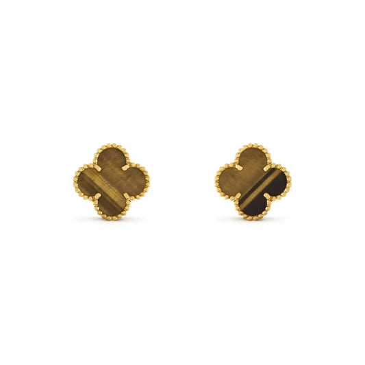 [ECHO ]CLOVER MEDIUM 1 MOTIFS TIGER EYE EARRINGS