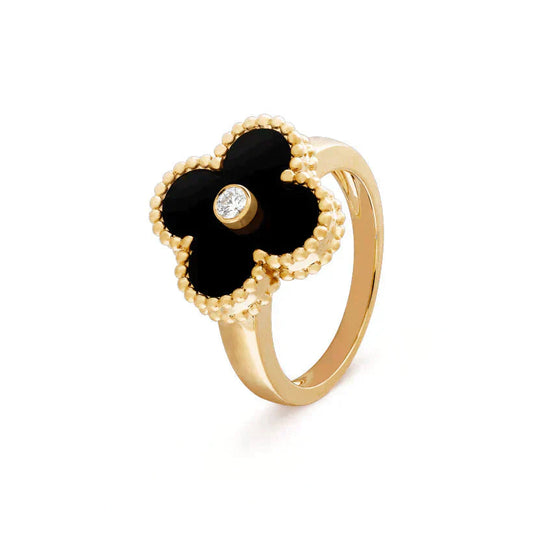 [ECHO ]CLOVER ONYX RING GOLD DIAMOND
