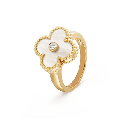 [ECHO ]CLOVER PINK MOP RING GOLD DIAMOND