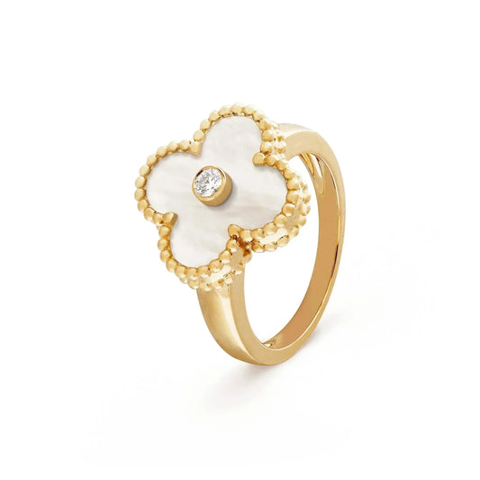 [ECHO ]CLOVER PINK MOP RING GOLD DIAMOND