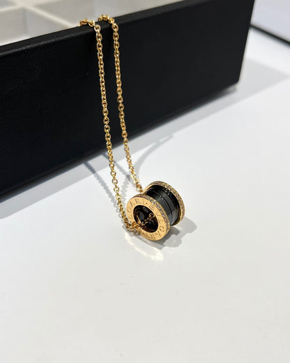 [ECHO ]ZERO 1 BLACK CERAMIC DIAMOND PINK GOLD NECKLACE