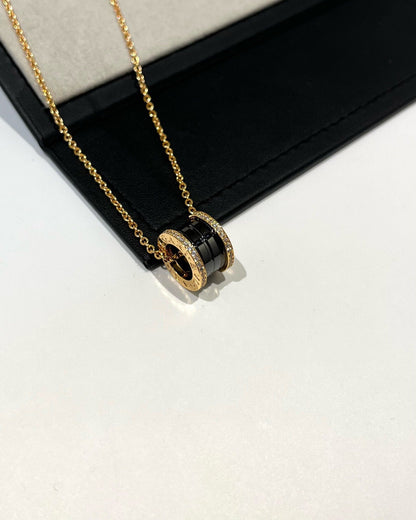 [ECHO ]ZERO 1 BLACK CERAMIC DIAMOND PINK GOLD NECKLACE